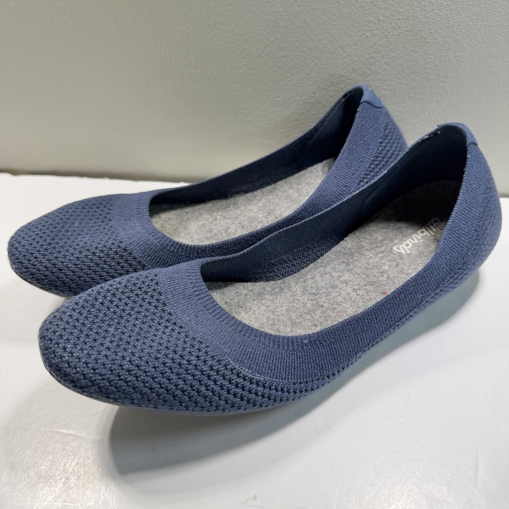 Allbirds Tree Breezers Women 9.5 Navy Blue Knit Ballet Flats Sustainable Shoes